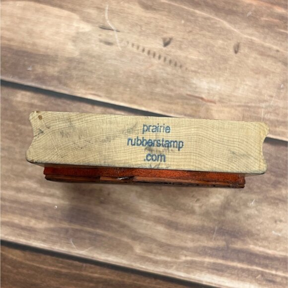 VERY HTF VINTAGE PRAIRIE RUBBER STAMPS WOOD MOUNTED BASKET OF POINSETTIA'S - Picture 4 of 7